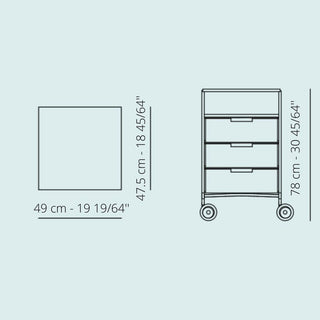 Kartell Mobil chest of drawers with 3 drawers, 1 shelf and wheels Buy on Shopdecor KARTELL collections