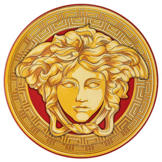 Versace meets Rosenthal Medusa Amplified Golden Coin tart platter diam. 33 cm. Buy on Shopdecor VERSACE HOME collections